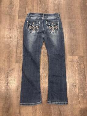 Y2K Rhinestone Cross Embellished Bootcut Denim Jeans